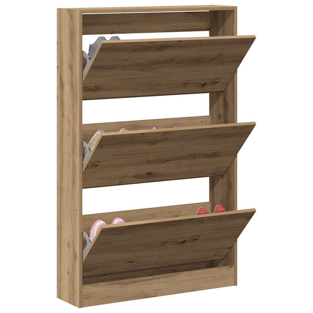 Schuhschrank mit Speicher Eiche handwerklich 80 x 21 x 125.5 cm