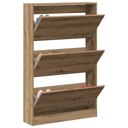 Schuhschrank mit Speicher Eiche handwerklich 80 x 21 x 125.5 cm