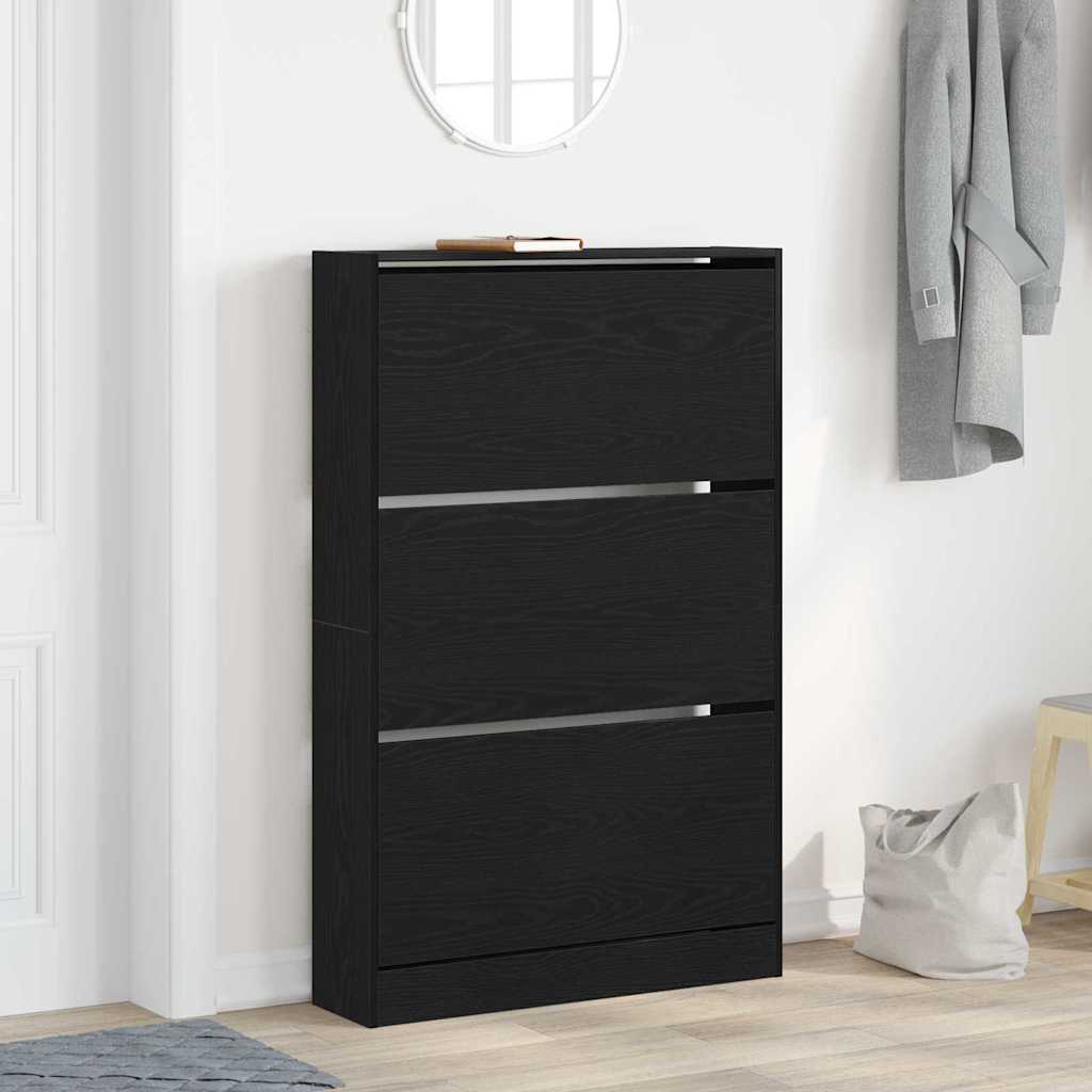 Schuhschrank Schwarze Eiche 80 x 21 x 125.5 cm Holzwerkstoff
