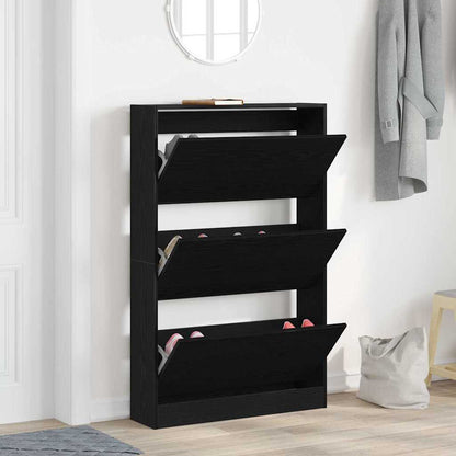 Schuhschrank Schwarze Eiche 80 x 21 x 125.5 cm Holzwerkstoff