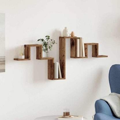 Wandregal mit Regal Altholz 104.5 x 10 x 43 cm Holzwerkstoff