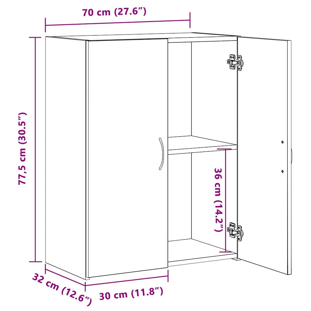 Büroschrank - Artisan Eiche - 60 x 32 x 77,5 cm - Holzwerkstoff
