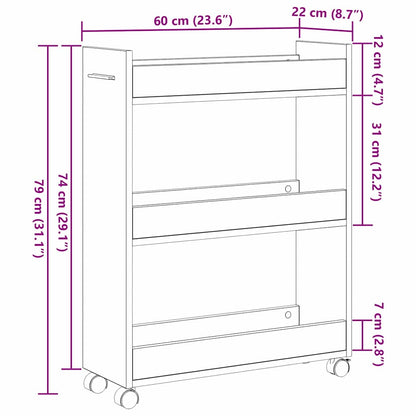 Cabinet Eiche handwerklich 60 x 22 x 79 cm Holzwerkstoff