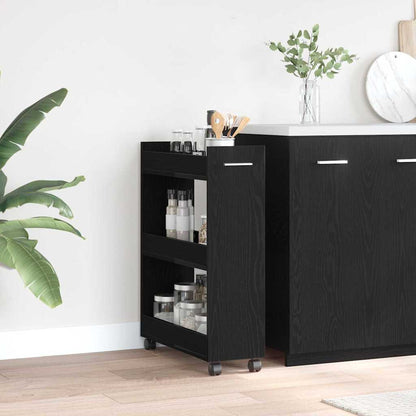 Cabinet mit Rad Schwarze Eiche 60 x 22 x 79 cm Holzwerkstoff