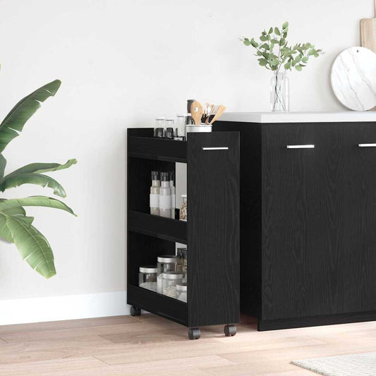 Cabinet mit Rad Schwarze Eiche 60 x 22 x 79 cm Holzwerkstoff