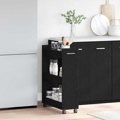 Cabinet mit Rad Schwarze Eiche 60 x 22 x 79 cm Holzwerkstoff