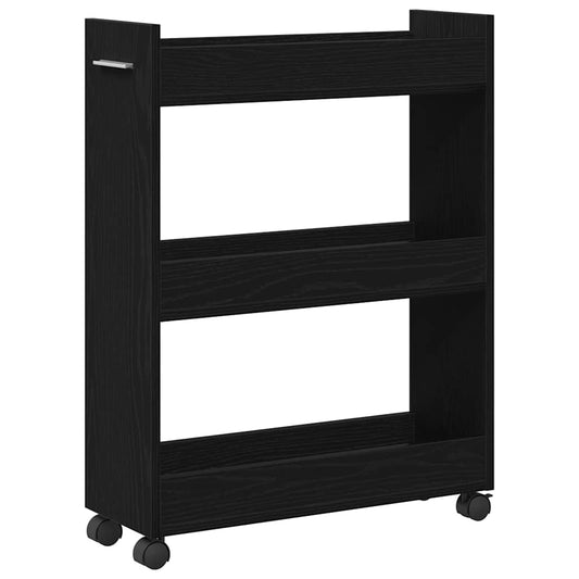 Cabinet mit Rad Schwarze Eiche 60 x 22 x 79 cm Holzwerkstoff