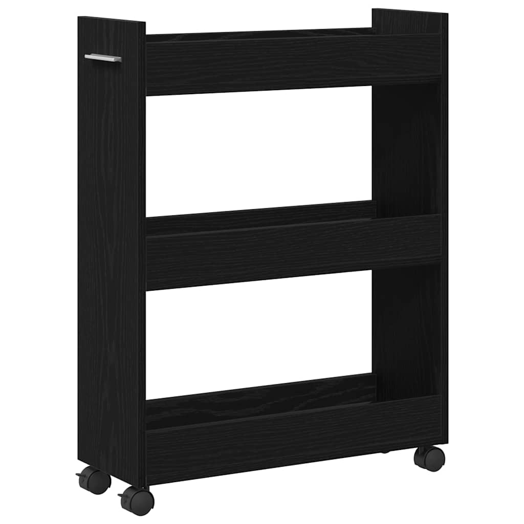 Cabinet mit Rad Schwarze Eiche 60 x 22 x 79 cm Holzwerkstoff