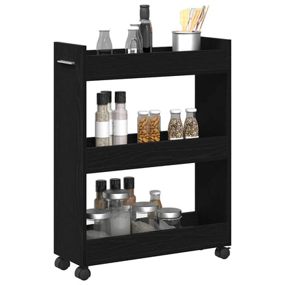 Cabinet mit Rad Schwarze Eiche 60 x 22 x 79 cm Holzwerkstoff