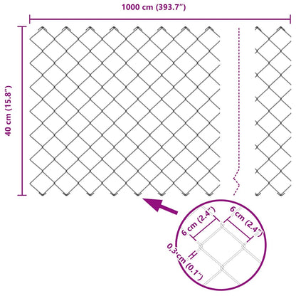 Kettenzaun Grau 10 x 0.4 m Stahl