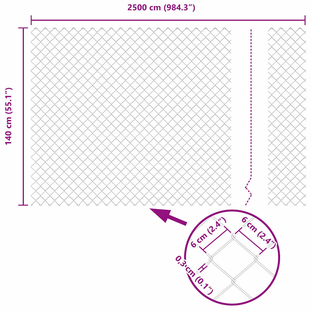 Maschendrahtzaun Grau 25 x 1.4 m Stahl