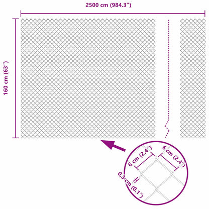Kettenzaun Grau 25 x 1.6 m Stahl