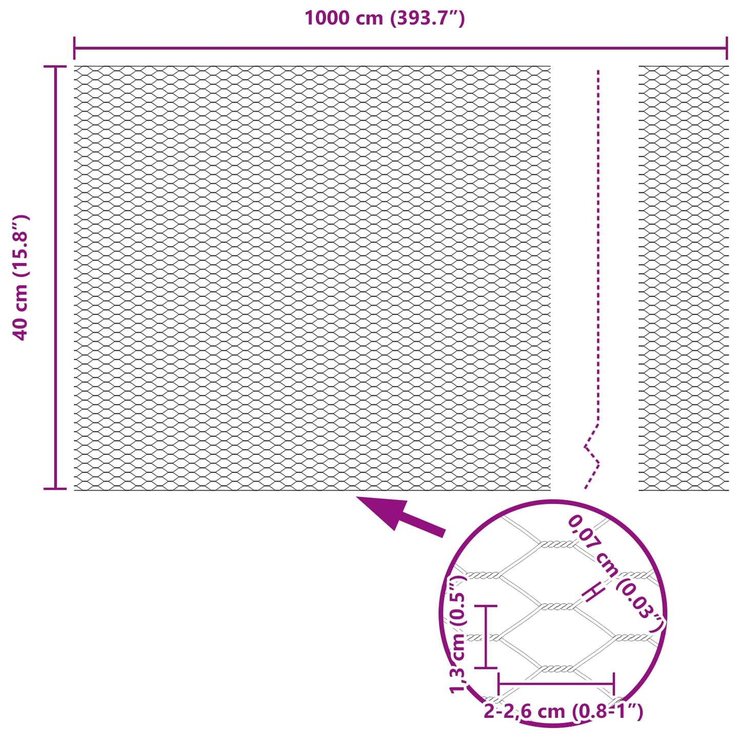 Hexagonzaun Grün 0,4 x 10 m Stahl