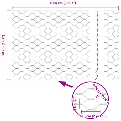 Hexagonzaun Grün 0,5 x 10 m Stahl