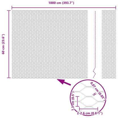 Hexagonzaun Grün 0,6 x 10 m Stahl