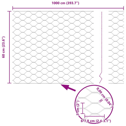 Hexagonzaun Grün 0,6 x 10 m Stahl