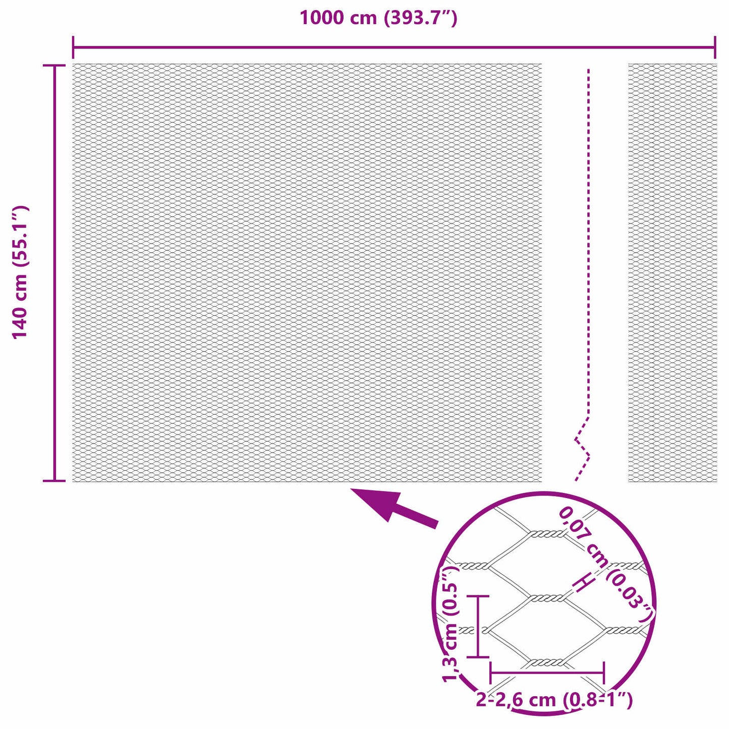 Hexagonzaun Grün 1,4 x 10 m Stahl