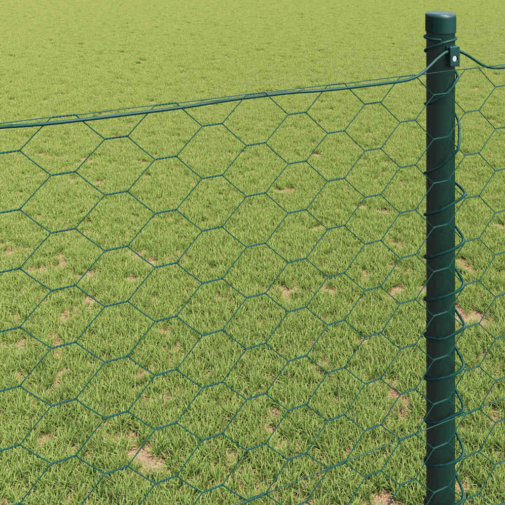 Sechseckgeflechtzaun Grün 0.8 x 25 m Stahl
