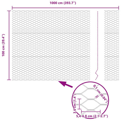 Sechseckgeflechtzaun Grau 1 x 10 m Stahl
