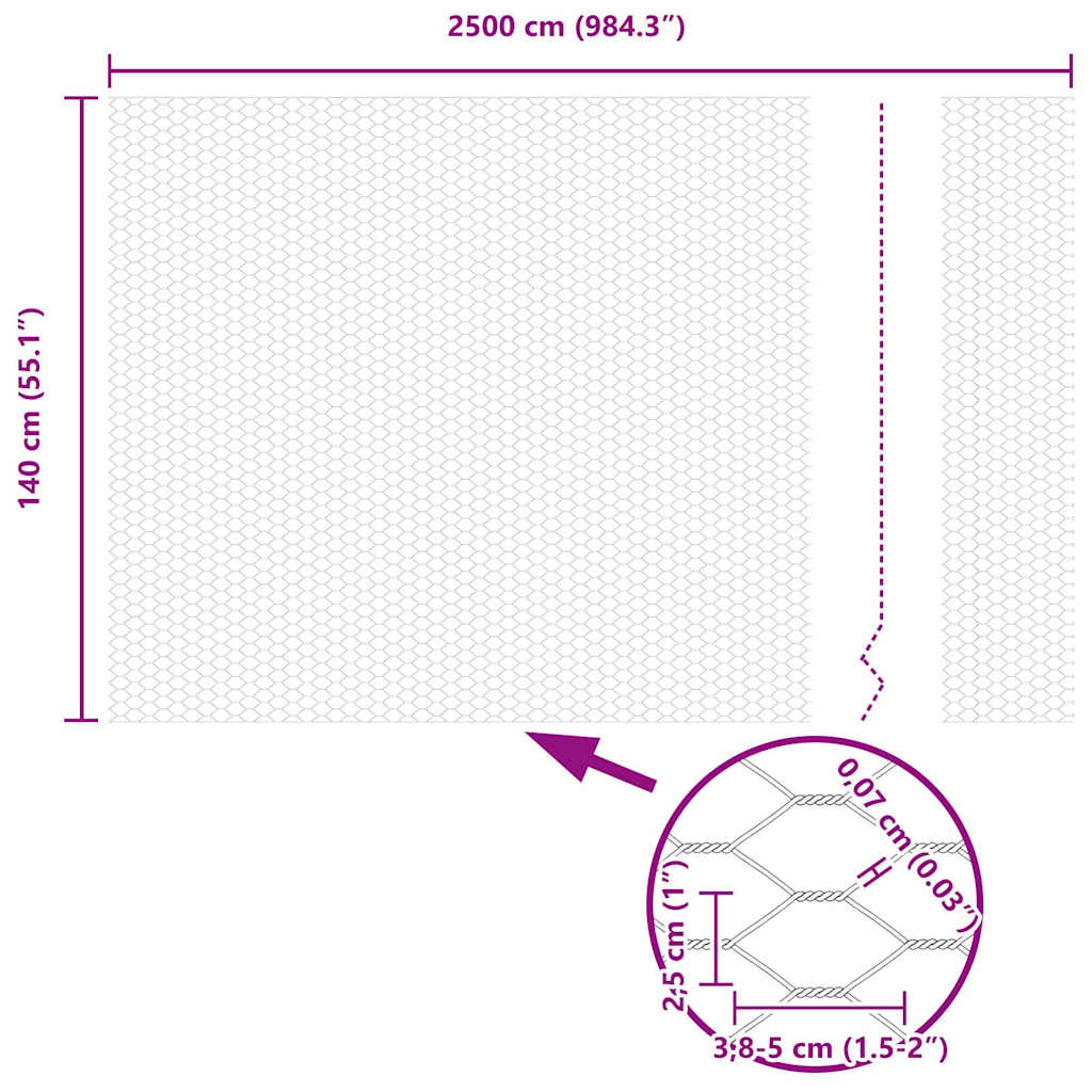Sechseckgeflechtzaun Grau 1.4 x 25 m Stahl