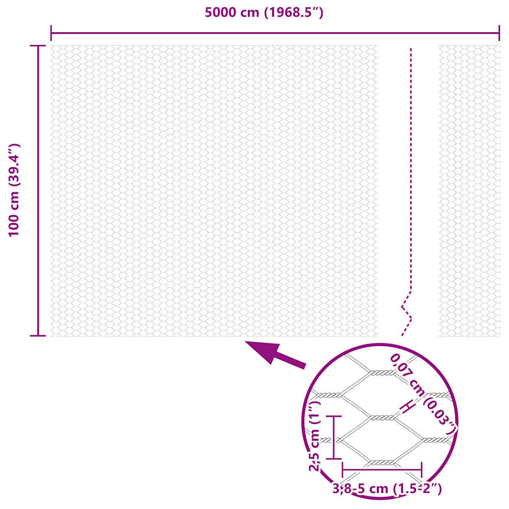 Sechseckgeflechtzaun Grau 1 x 50 m Stahl