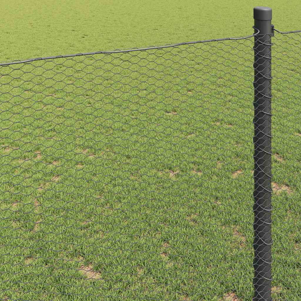 Hexagonzaun Grau 1,2 x 50 m Stahl