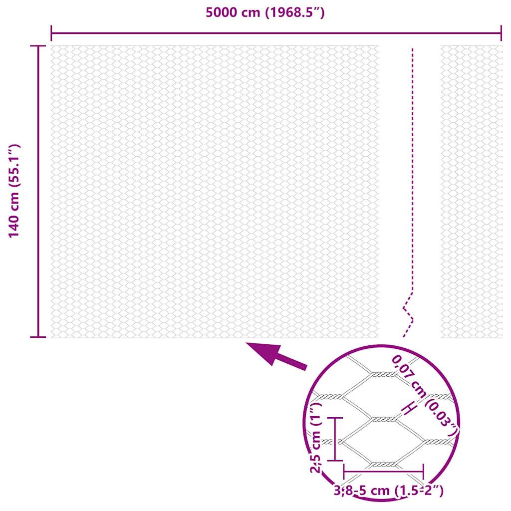 Sechseckgeflechtzaun Grau 1.4 x 50 m Stahl