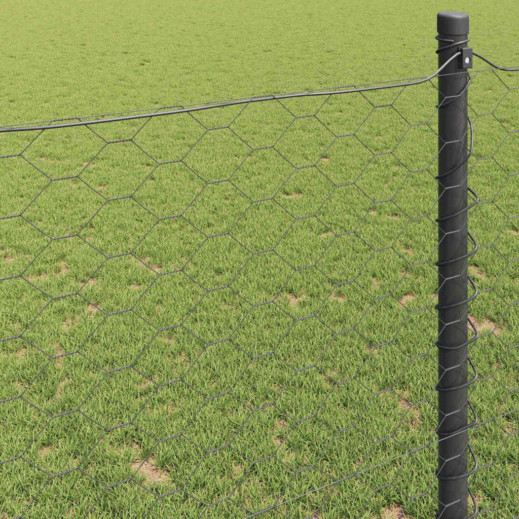 Hexagonzaun Grau 1,5 x 50 m Stahl