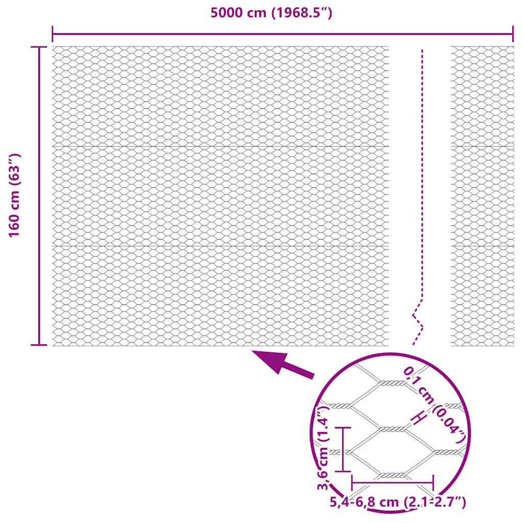 Sechseckgeflechtzaun Grau 1.6 x 50 m Stahl