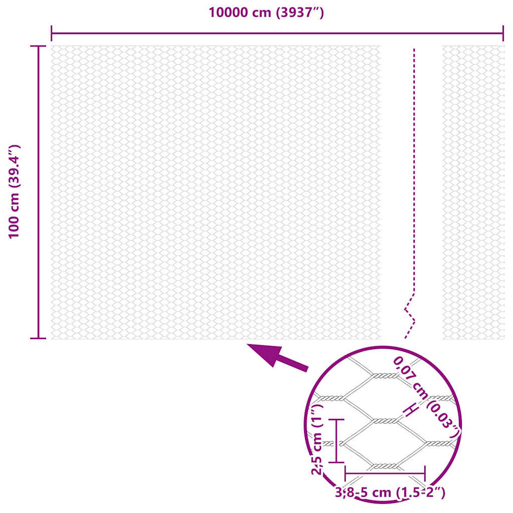 Sechseckgeflechtzaun Grau 1 x 100 m Stahl