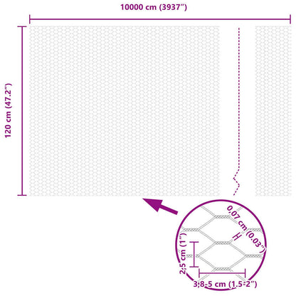 Sechseckgeflechtzaun Grau 1.2 x 100 m Stahl