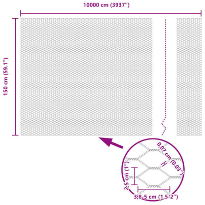 Hexagonzaun Grau 1,5 x 100 m Stahl