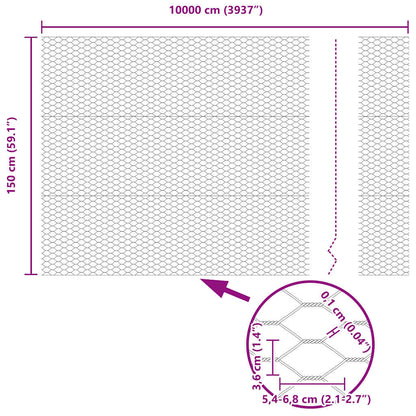 Hexagonzaun Grau 1,5 x 100 m Stahl