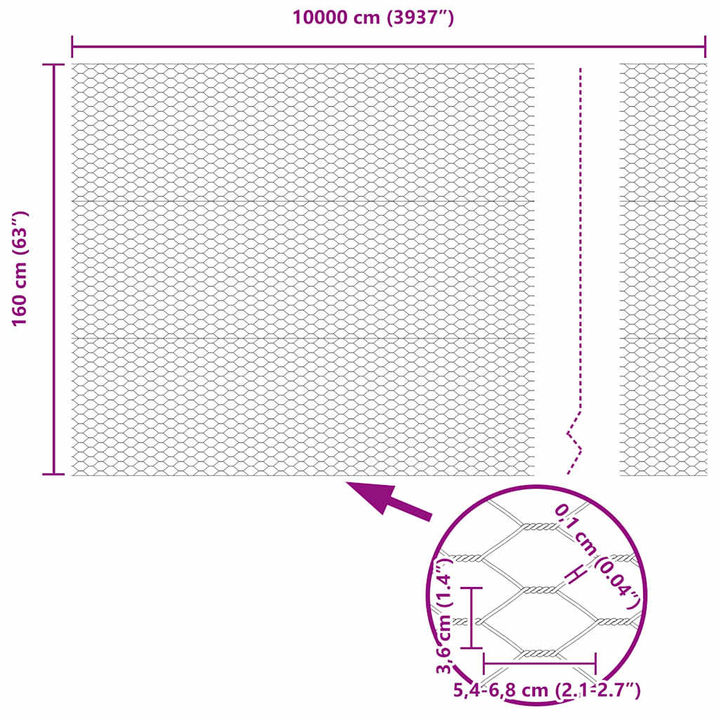 Sechseckgeflechtzaun Grau 1.6 x 100 m Stahl