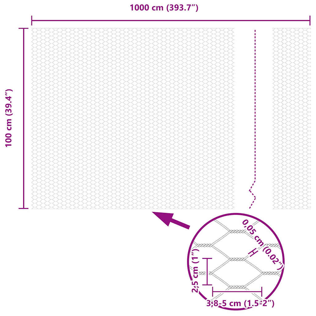 Sechseckgeflechtzaun Silber 1 x 10 m Verzinkter Stahl