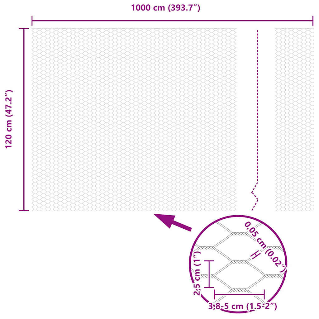 Sechseckgeflechtzaun Silber 1.2 x 10 m Verzinkter Stahl