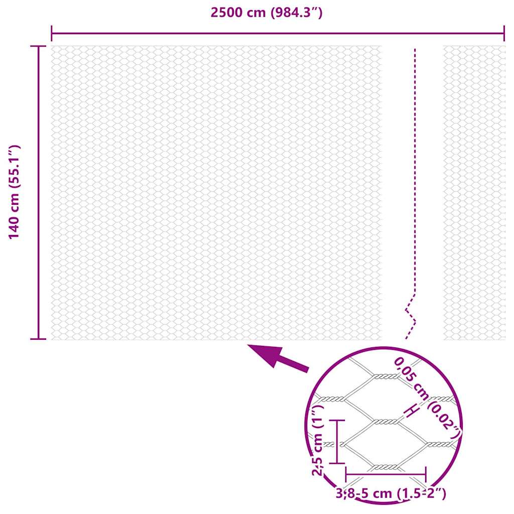 Sechseckgeflechtzaun Silber 1.4 x 25 m Verzinkter Stahl