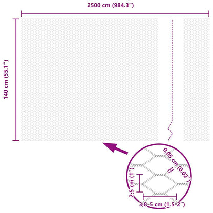 Sechseckgeflechtzaun Silber 1.4 x 25 m Verzinkter Stahl