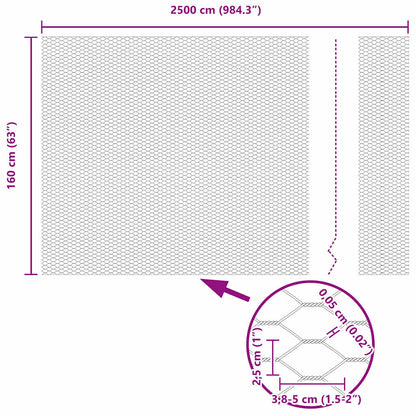 Sechseckgeflechtzaun Silber 1.6 x 25 m Verzinkter Stahl
