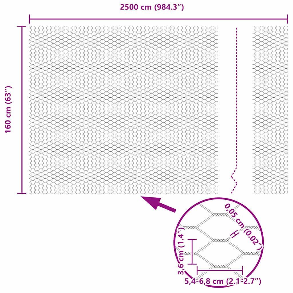 Sechseckgeflechtzaun Silber 1.6 x 25 m Verzinkter Stahl