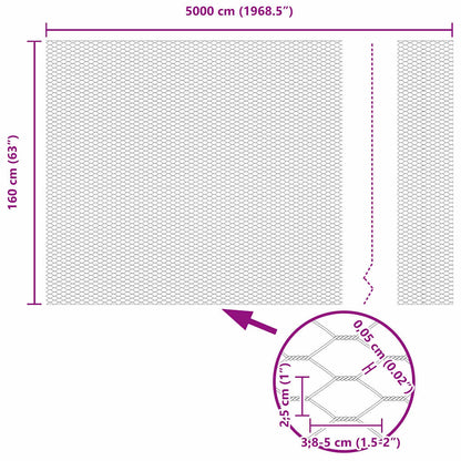 Sechseckgeflechtzaun Silber 1.6 x 50 m Verzinkter Stahl