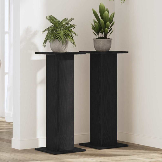 Pflanzenständer 2 pcs Schwarz Eichen-Optik 30 x 30 x 80 cm