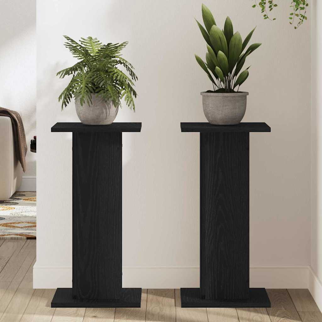 Lautsprecherständer 2 pcs Schwarze Eiche Holzwerkstoff