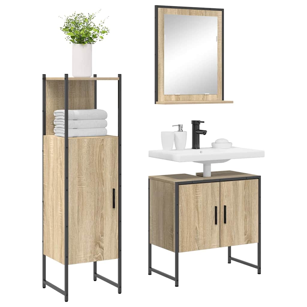 Badezimmermöbel Set 3 pcs Braun 60 x 33 x 60 cm Holzwerkstoff