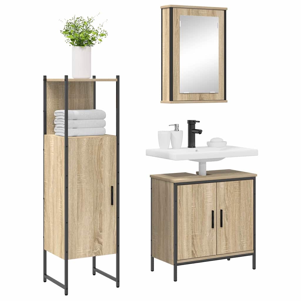 Badezimmermöbel Set 3 pcs Braun 60 x 30 x 60 cm Holzwerkstoff