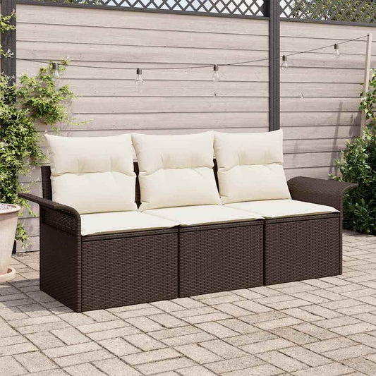 Garten-Sofa-Set 3 pcs Braun 196 x 62 x 85cm Poly-Rattan