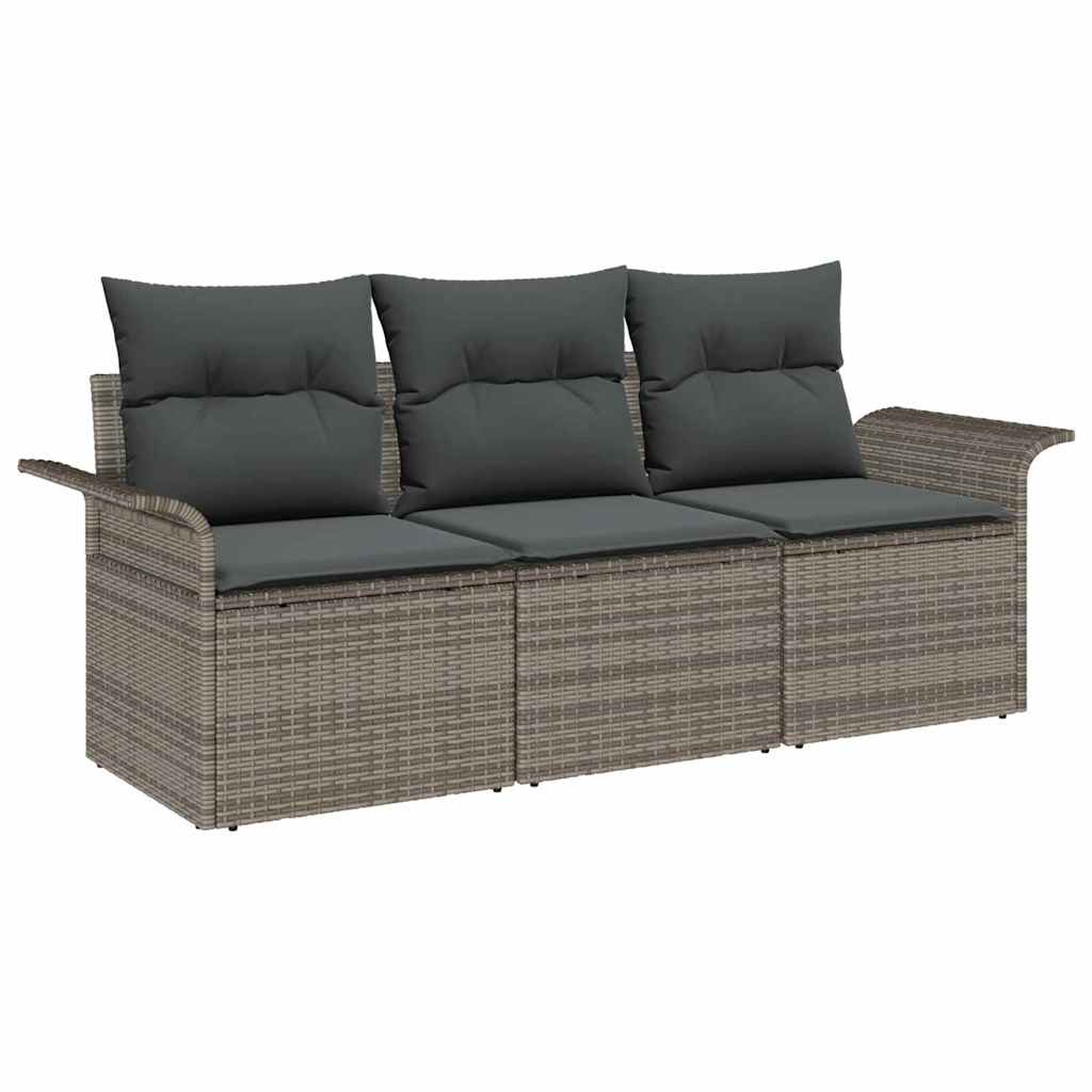 Garten-Sofa-Set 3 pcs Grau 196 x 62 x 85cm Poly-Rattan