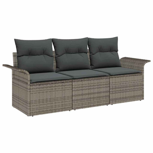 Garten-Sofa-Set 3 pcs Grau 196 x 62 x 85cm Poly-Rattan