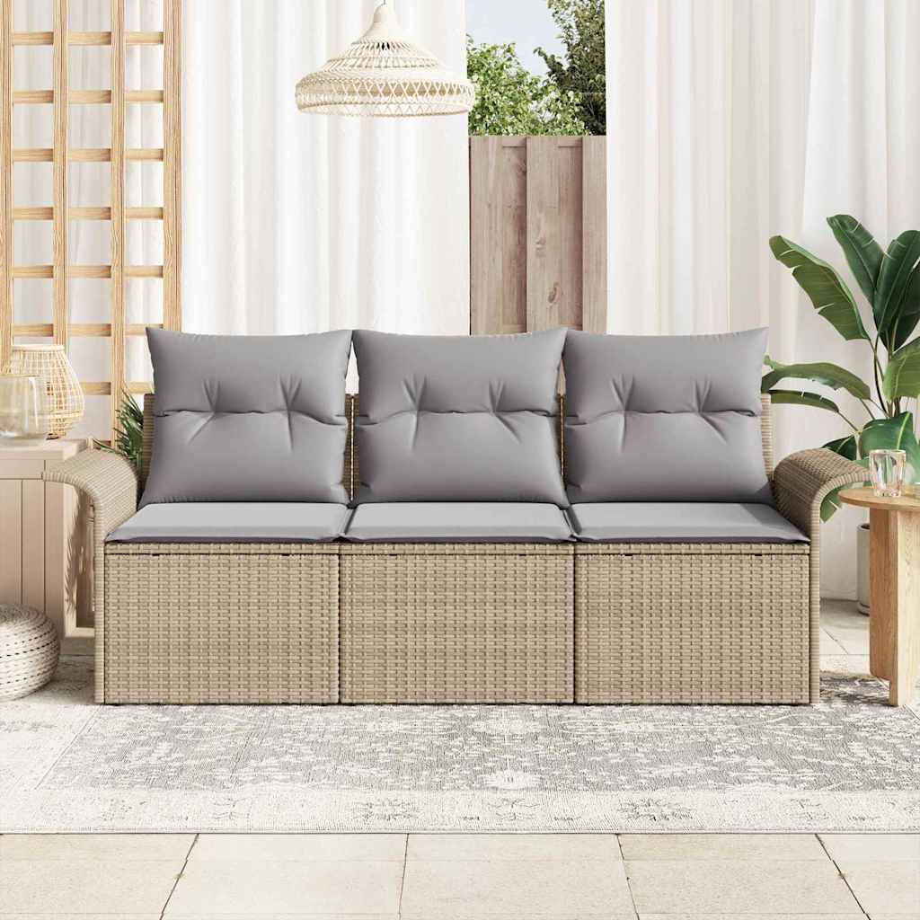 Garten-Sofa-Set 3 pcs Beige 196 x 62 x 85cm Poly-Rattan