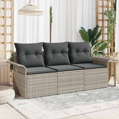 Garten-Sofa-Set 3 pcs Grau 196 x 62 x 85cm Poly-Rattan